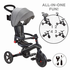 Designed for development Globber Explorer Trike Foldable 4-In-1 - Black Grey (10M - 5Y)