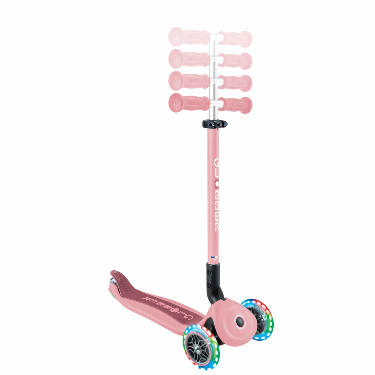 Globber Go Up Active Lights Foldable Scooter - Pastel Pink / Deep Pastel Pink (15M - 9Y ) Playroom learning