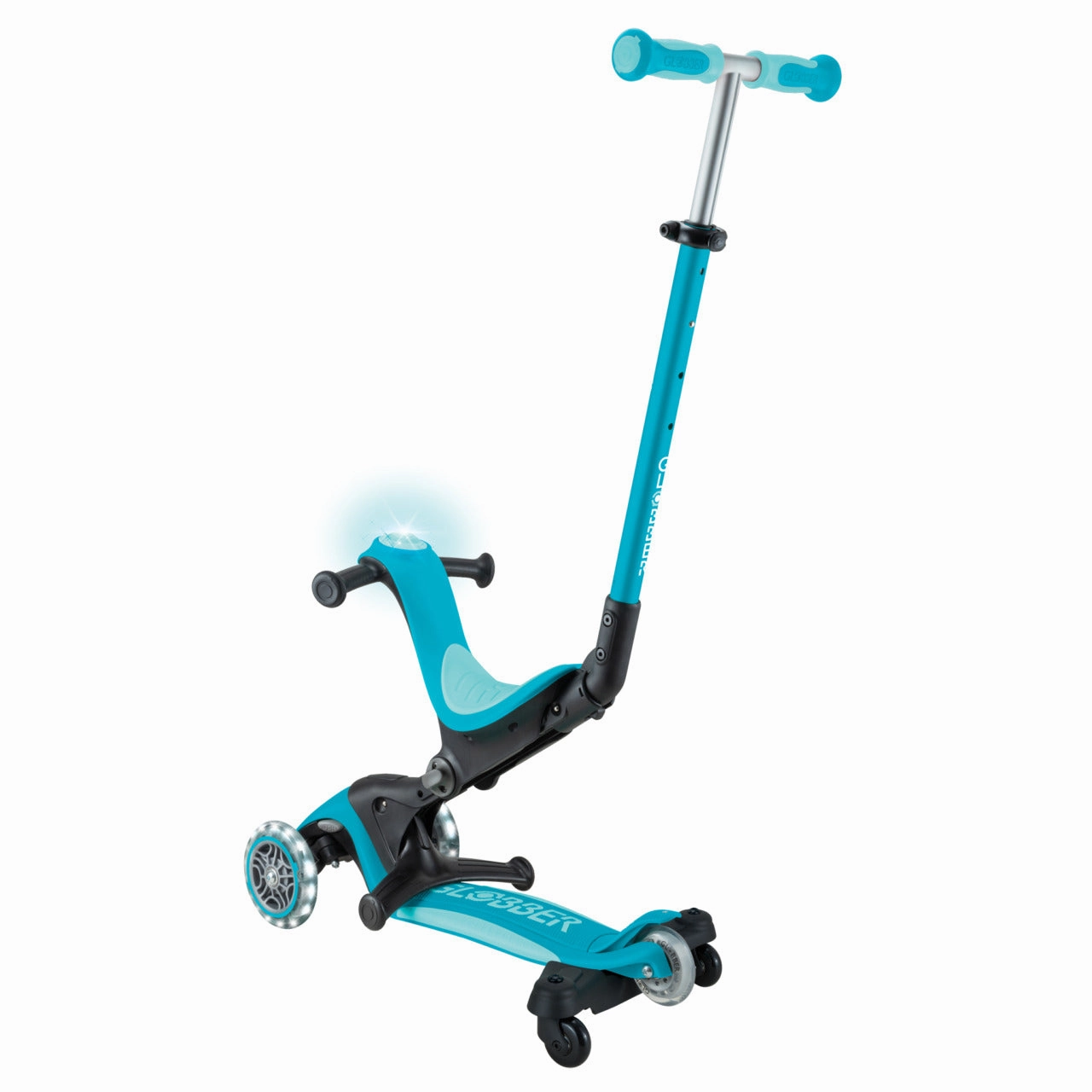 Fun-based learning Globber Go Up Deluxe Lights 360 Foldable Scooter - Aqua (15M - 9Y )