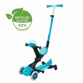 Globber Go Up Deluxe Lights 360 Foldable Scooter - Aqua (15M - 9Y ) Growing minds