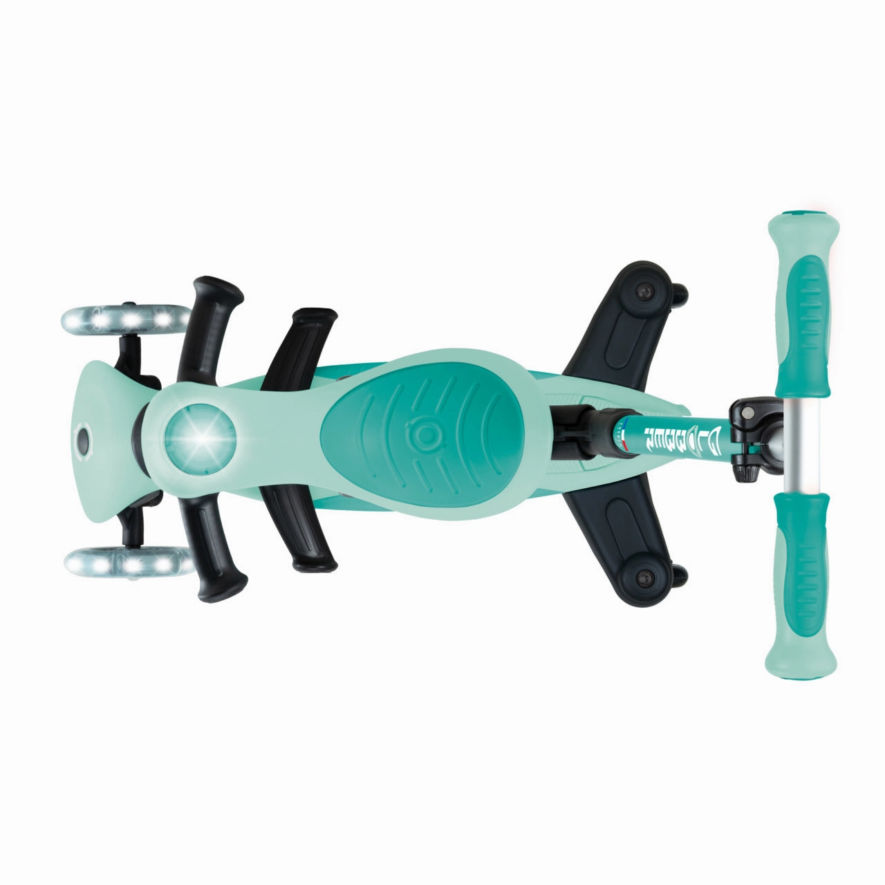 Globber Go Up Deluxe Lights 360 Foldable Scooter - Mint / Pistachio (15M - 9Y ) Happy hands
