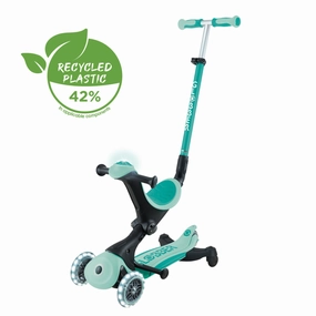 Globber Go Up Deluxe Lights 360 Foldable Scooter - Mint / Pistachio (15M - 9Y ) Engaging young minds