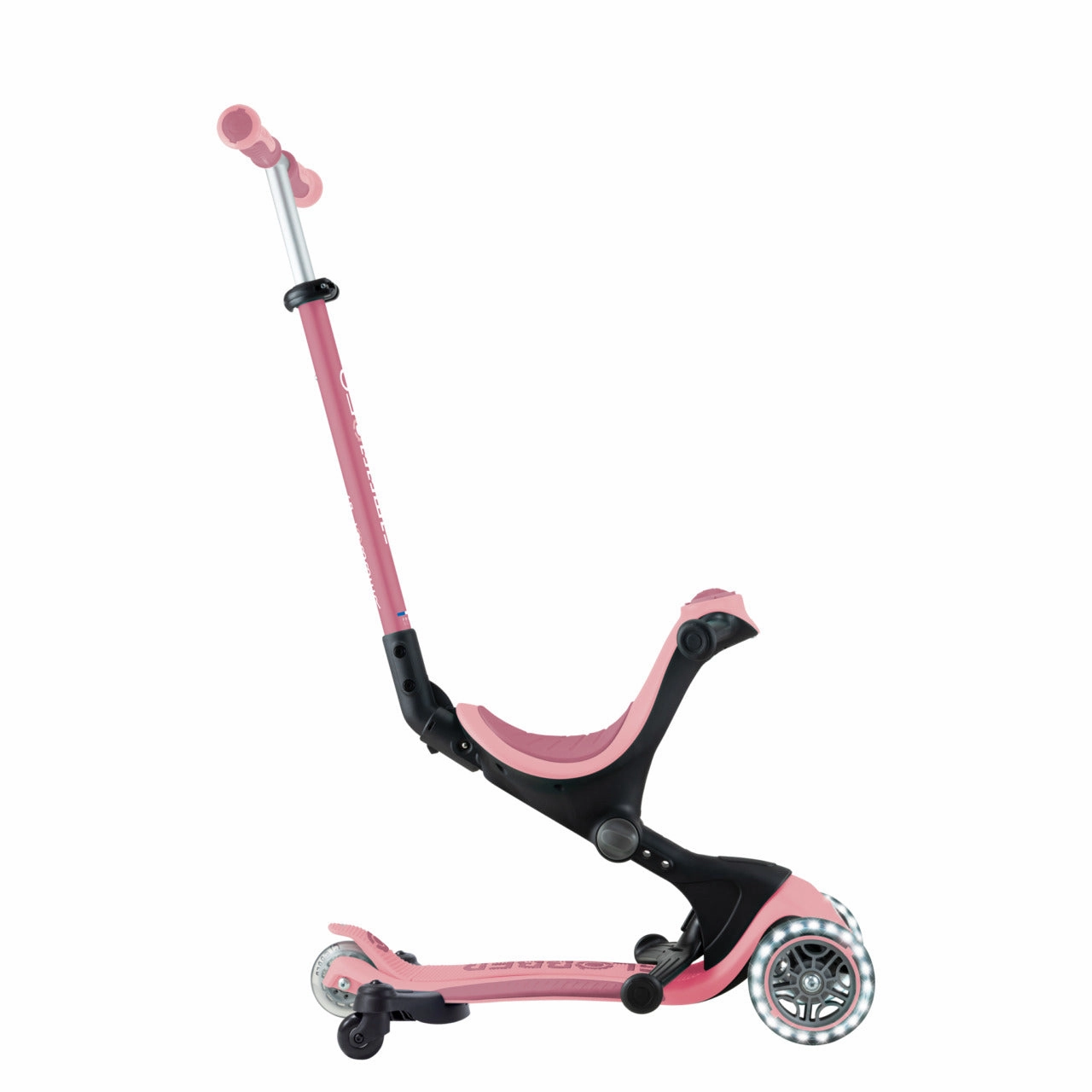 Play & learn Globber Go Up Deluxe Lights 360 Foldable Scooter - Pastel Pink / Deep Pastel Pink (15M - 9Y )