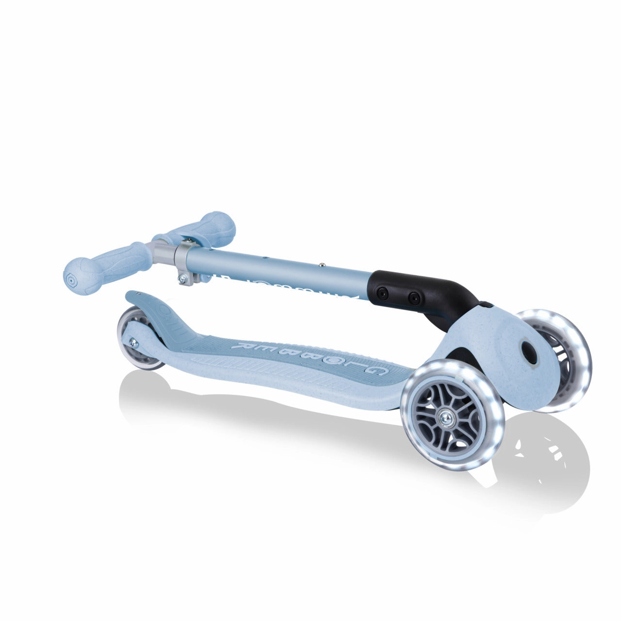 Globber Junior Foldable Lights Ecologic Scooter - Blueberry (New Handlebar Grips) (2Y ) Nurturing minds Mini makers