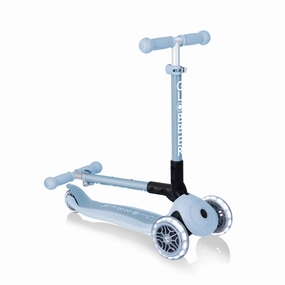 Globber Junior Foldable Lights Ecologic Scooter - Blueberry (New Handlebar Grips) (2Y ) Little builders