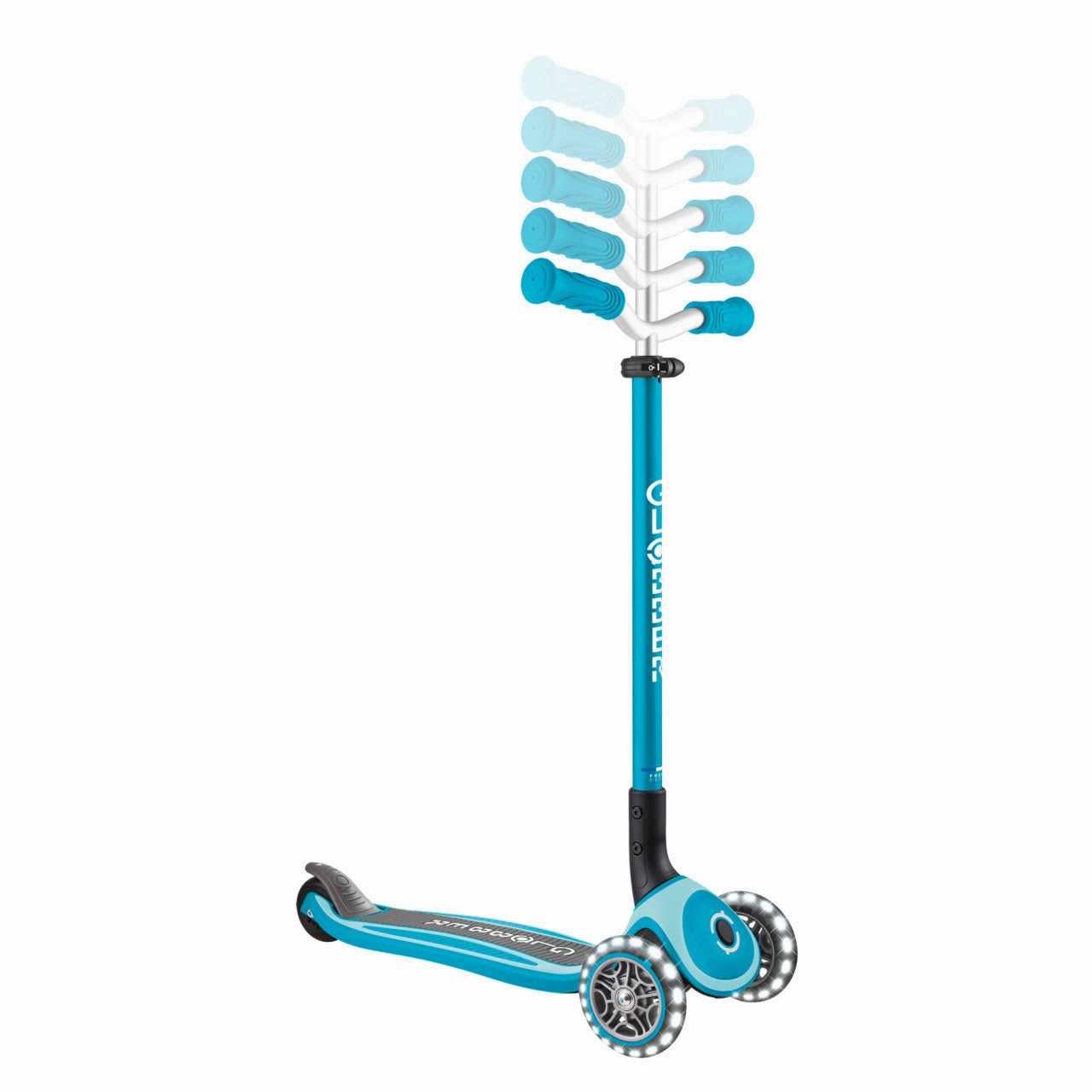 Globber Master Lights Foldable Scooter - Aqua (4 - 14Y) Holistic Learn at home