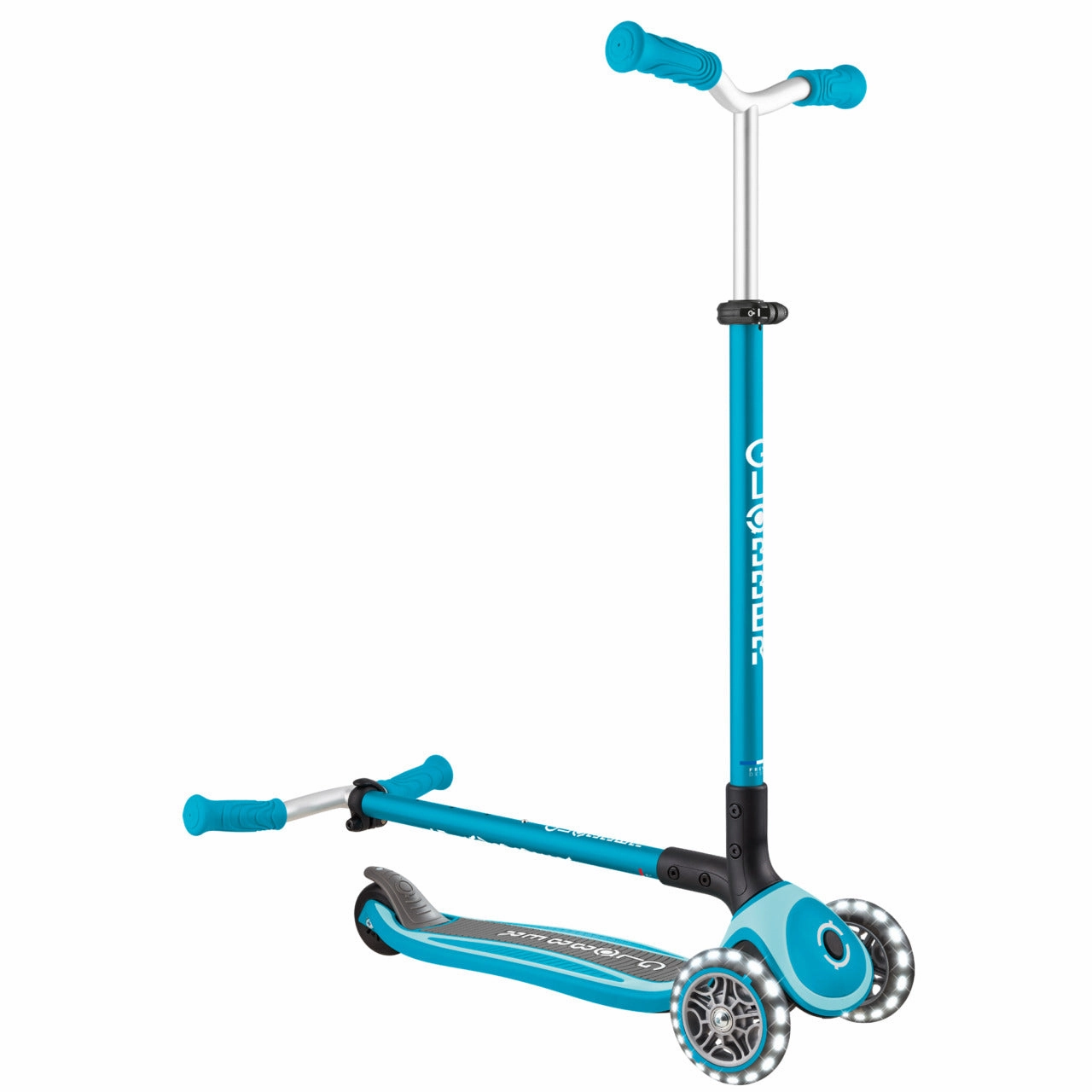 Globber Master Lights Foldable Scooter - Aqua (4 - 14Y) Tools for tiny thinkers Growth tools