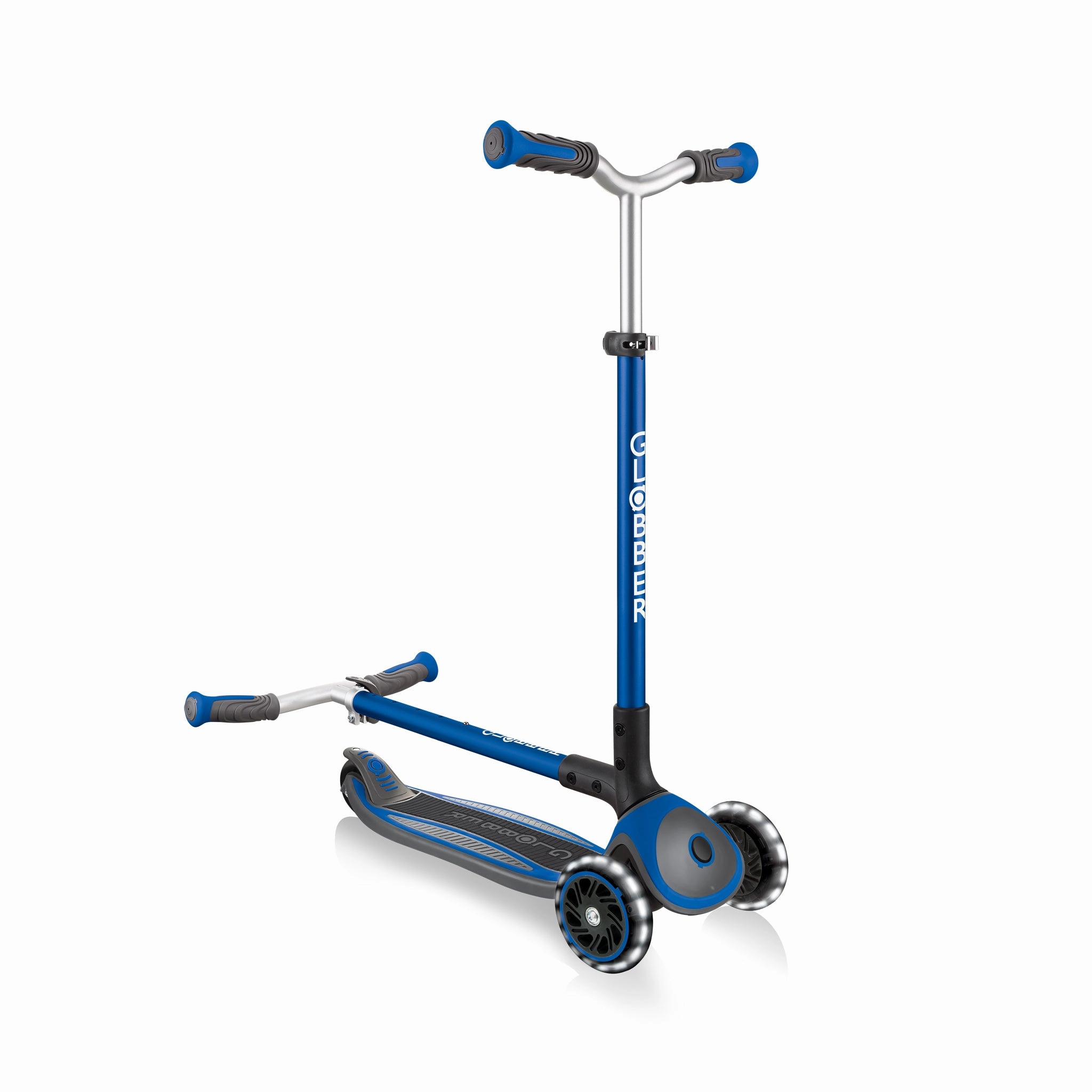 Globber Master Lights Foldable Scooter - Navy Blue (4 - 14Y) Hands-on discovery