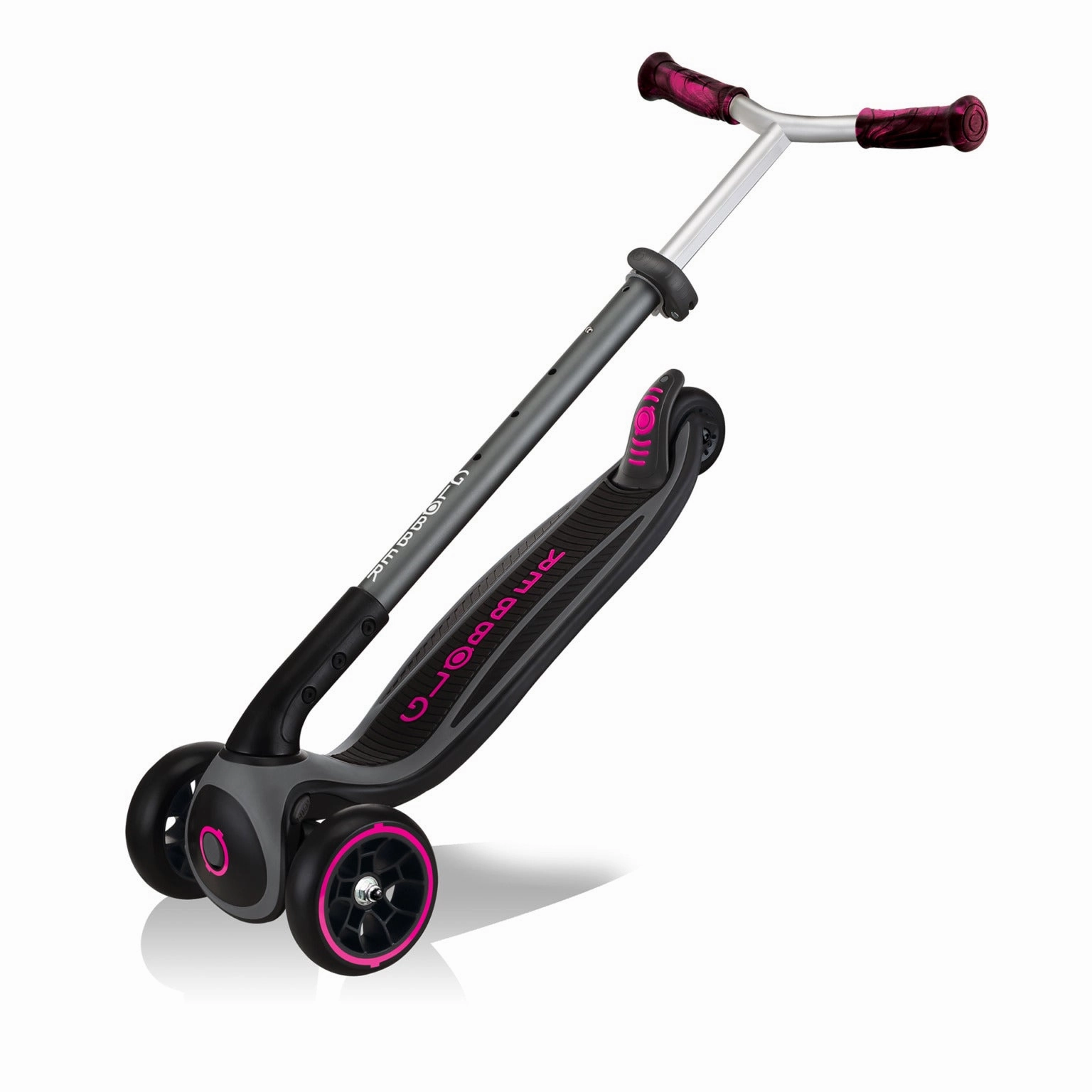 Globber Master Prime Foldable Scooter - Black / Neon Pink (4 - 14Y) Thoughtful learning