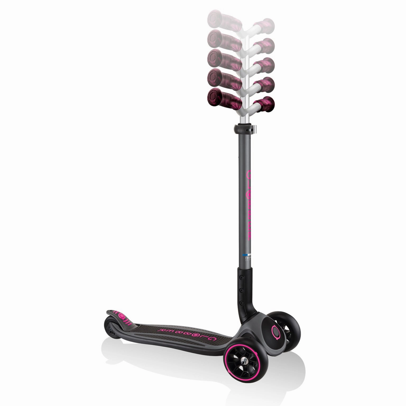 Globber Master Prime Foldable Scooter - Black / Neon Pink (4 - 14Y) Skill-building tools