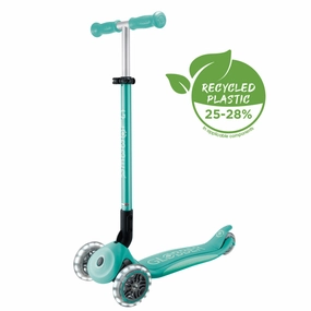 Globber Primo Foldable Plus Lights V2 Scooter - Dark Mint / Mint (3 - 9Y ) Tiny thinkers Little hands