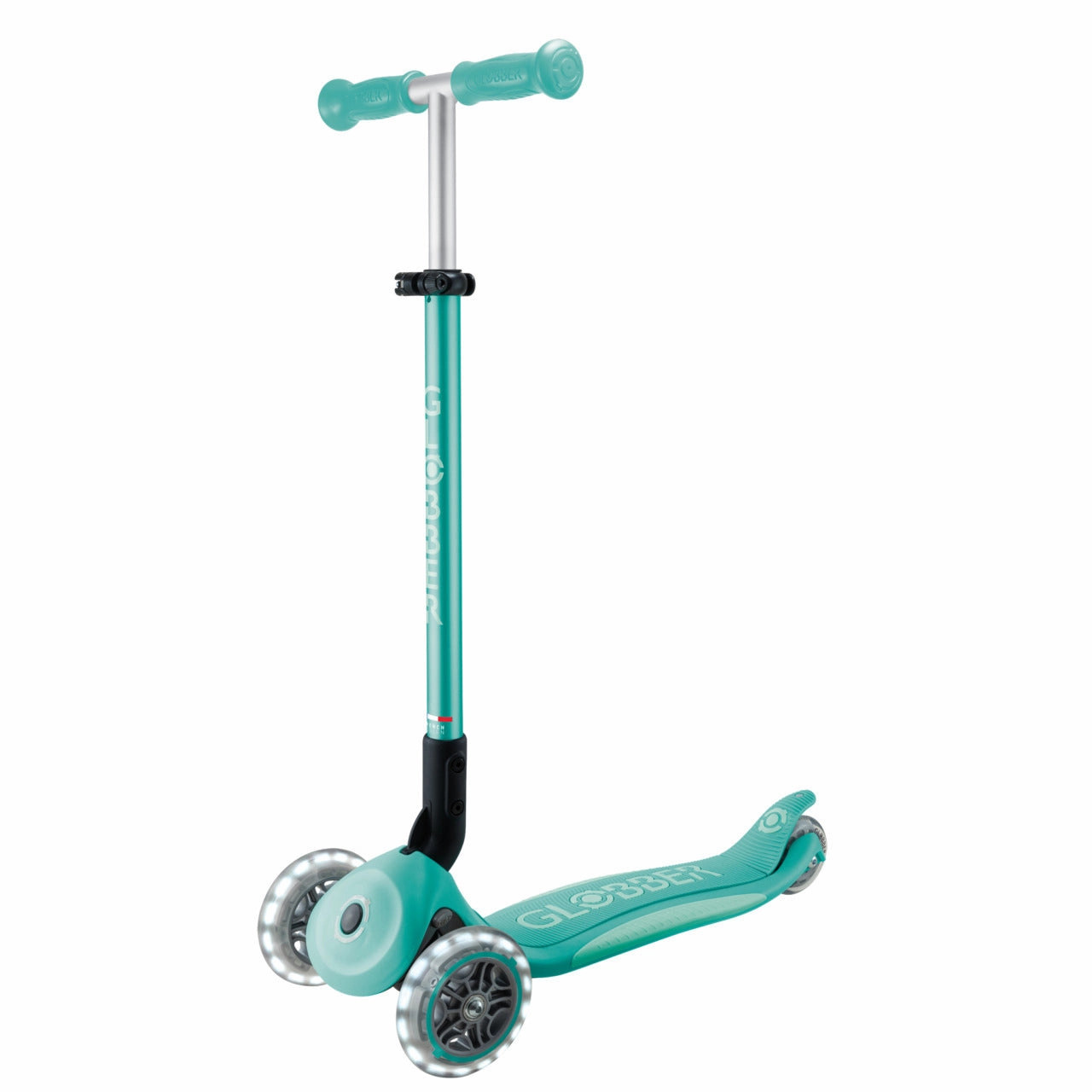 Designed for development Globber Primo Foldable Plus Lights V2 Scooter - Dark Mint / Mint (3 - 9Y )