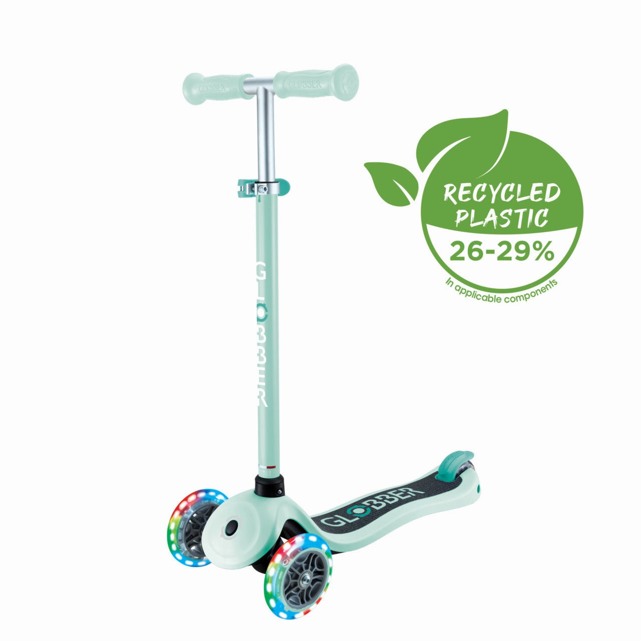 Designed for development Imaginative play Globber Primo Lights V2 Scooter - Dark Mint / Mint (3 - 7Y )