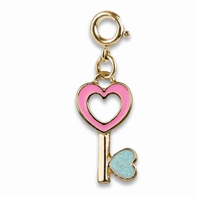 Gold Heart Key Charm Joyful learning