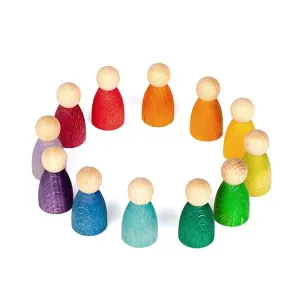 12 Rainbow Nins - Wooden Peg People Designed for development Quiet play for growing minds