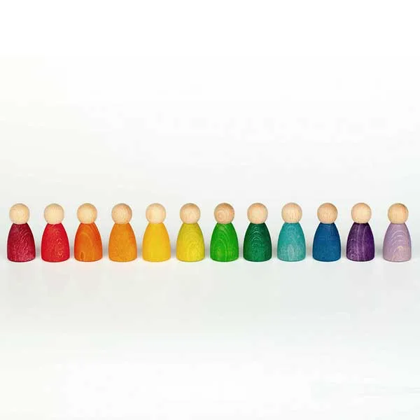 12 Rainbow Nins - Wooden Peg People Active learners Playroom learning