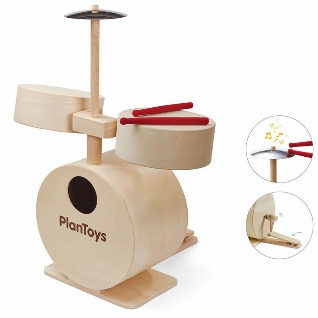 Wooden Toy Drum Set With Cymbals Little creators
