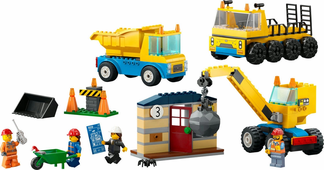 Young explorers Construction Trucks And Wrecking Ball Crane