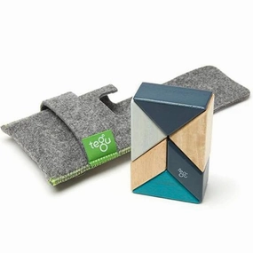 Fun-based learning Pocket Pouch Prism Wooden Magnetic Blocks - Blues
