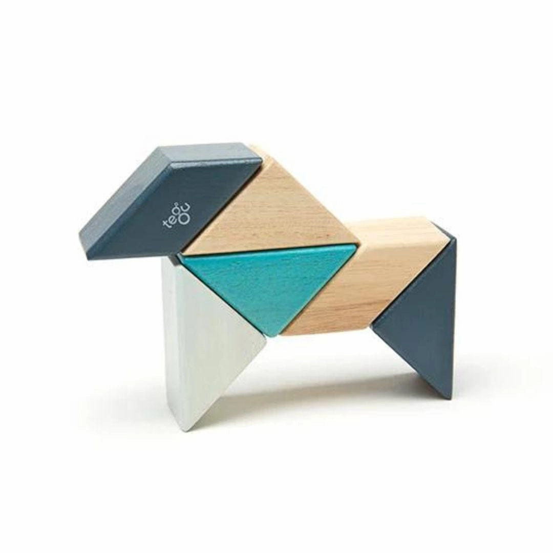 Pocket Pouch Prism Wooden Magnetic Blocks - Blues Little hands Young minds at work
