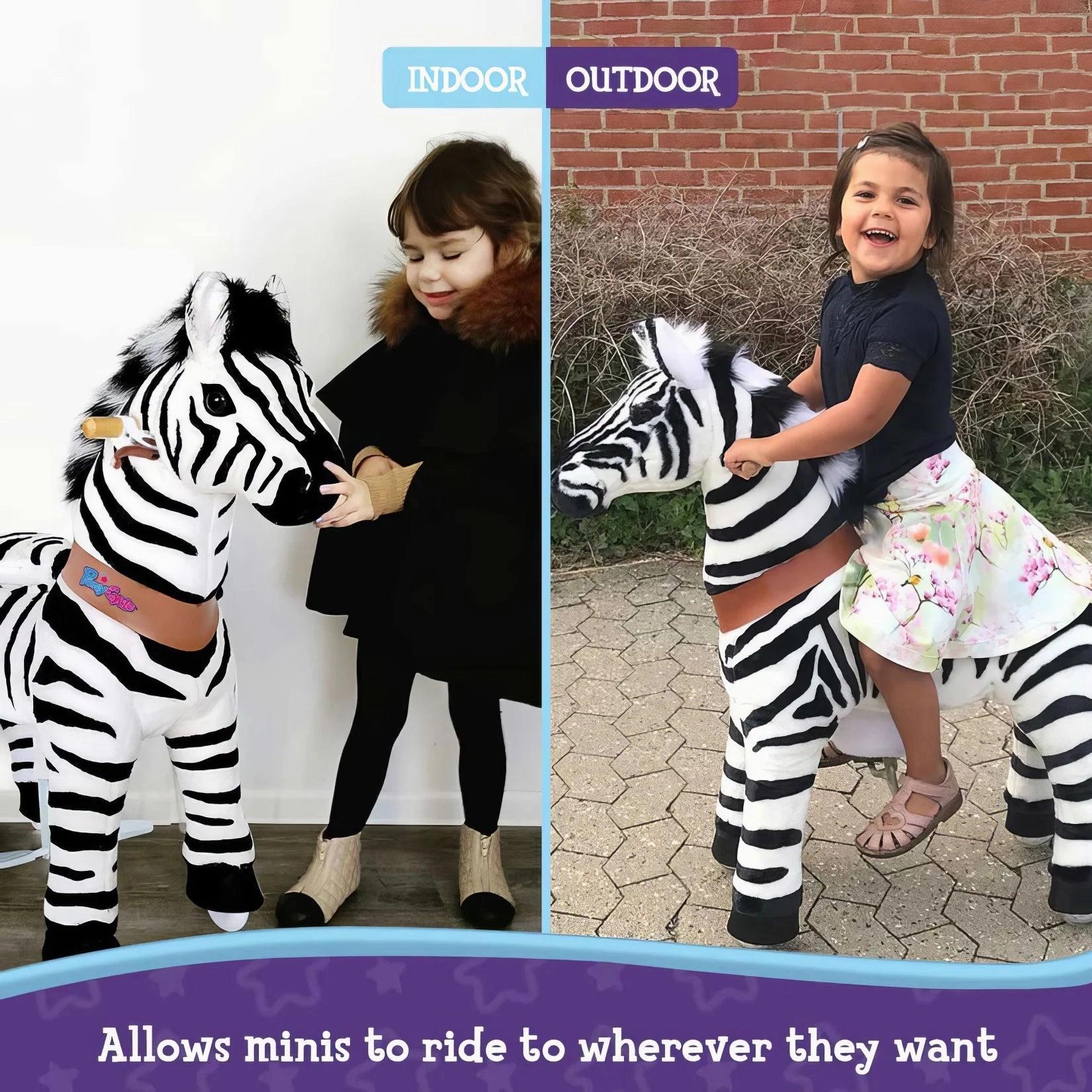 Ponycycle Mechanically Walking Ride-On - Zebra - Age 3-5 Years Kid-centered learning