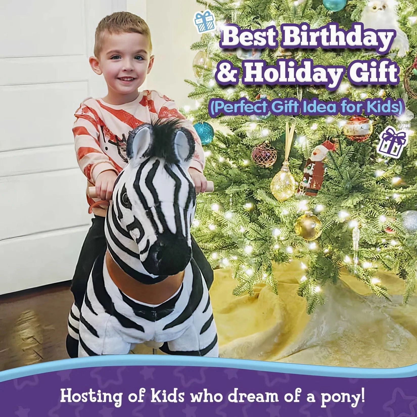 Thoughtful learning Skill-building tools Ponycycle Mechanically Walking Ride-On - Zebra - Age 3-5 Years