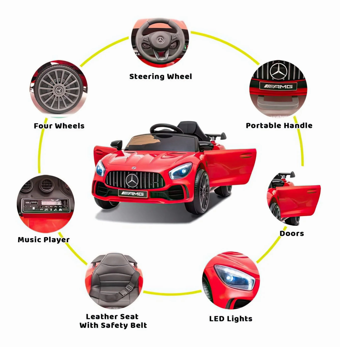 Mercedes-Benz Amg Gtr 6V Battery Ride-On Car - Red Learn at home