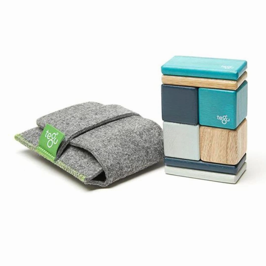 Pocket Pouch Wooden Magnetic Blocks - Blues Mini makers