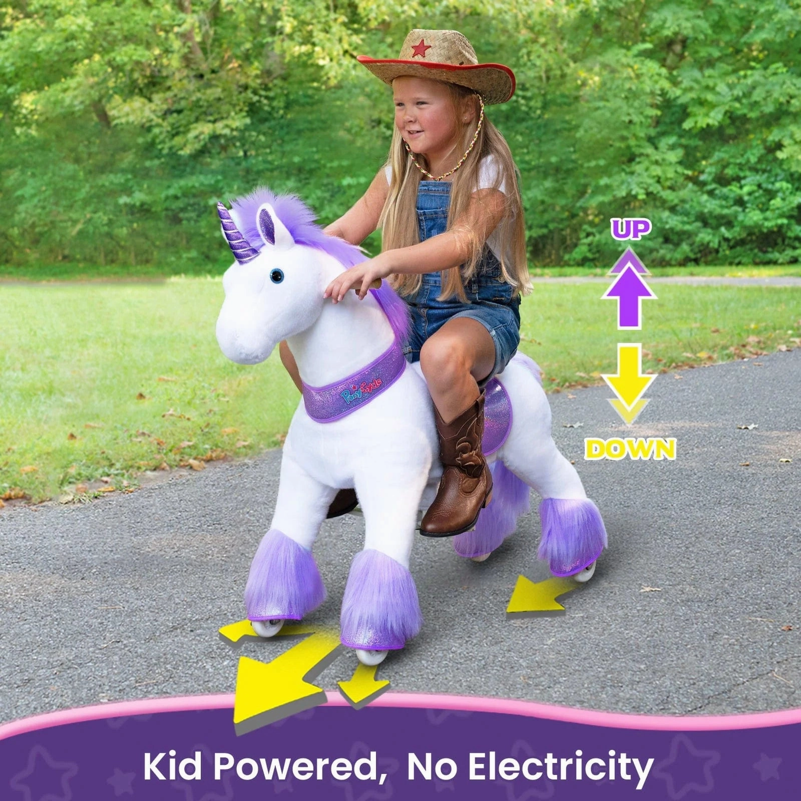 Joyful learning Creative kids Ponycycle Mechanically Walking Ride-On Purple Unicorn