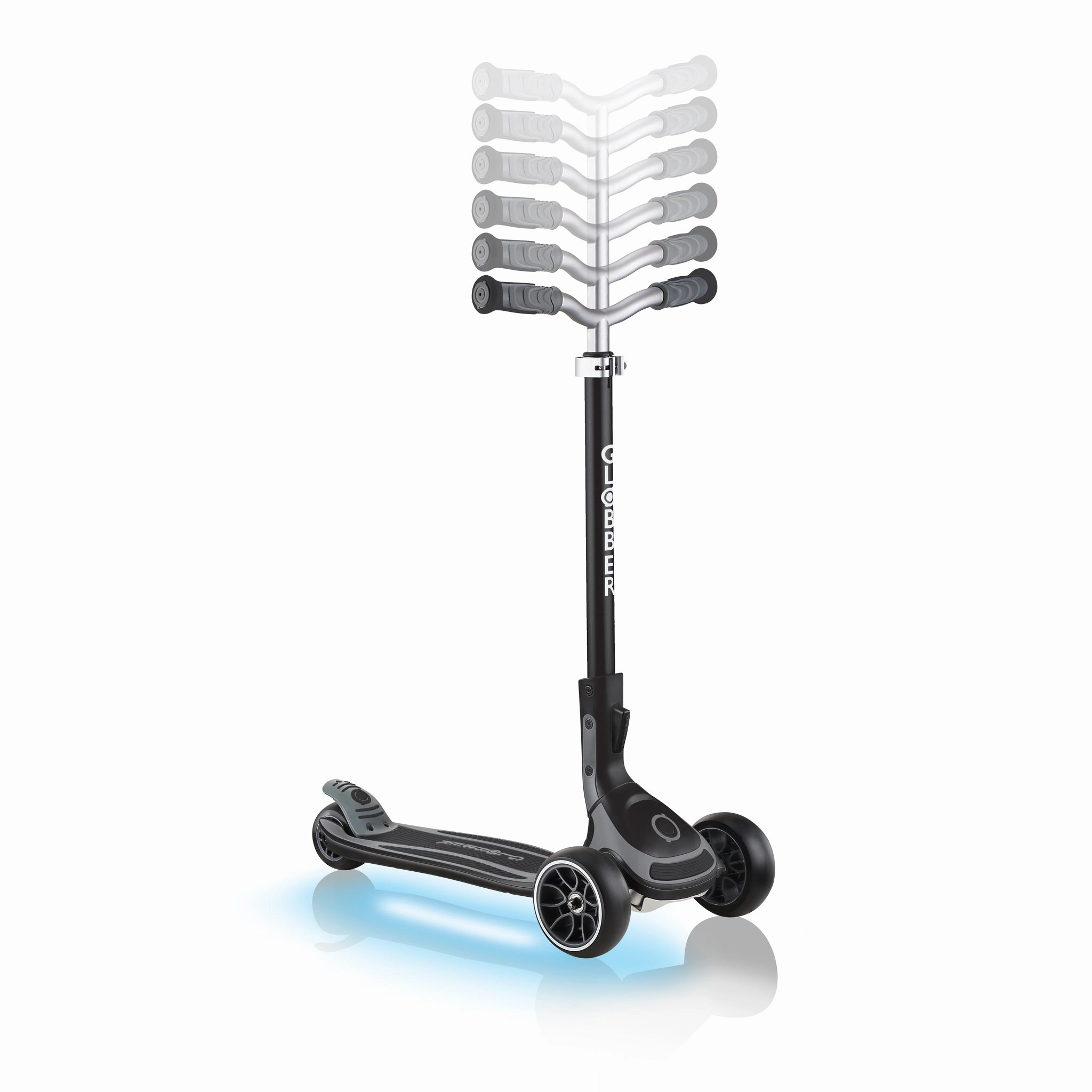 Growth tools Globber Ultimum Lights Foldable Scooter - Black / Charcoal Grey (5Y )