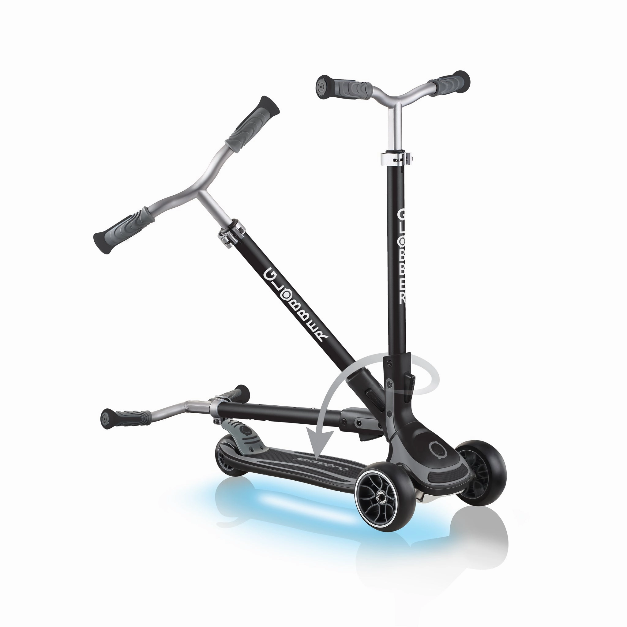 Globber Ultimum Lights Foldable Scooter - Black / Charcoal Grey (5Y ) Skill-building tools