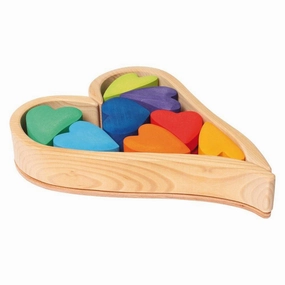 Wooden Heart Blocks - Rainbow Joyful learning Mindful play