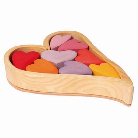 Wooden Heart Blocks - Red Playroom adventures begin here