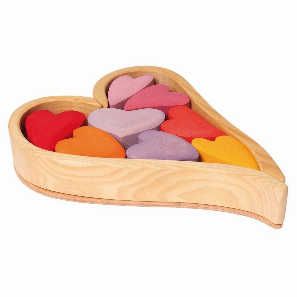 Wooden Heart Blocks - Red Playroom adventures begin here