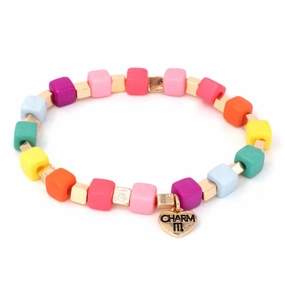 Brain boosters *Gold Multi Cube Stretch Bead Bracelet