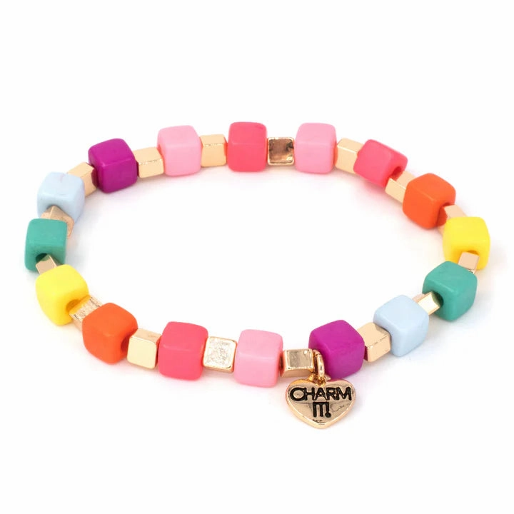 Brain boosters *Gold Multi Cube Stretch Bead Bracelet
