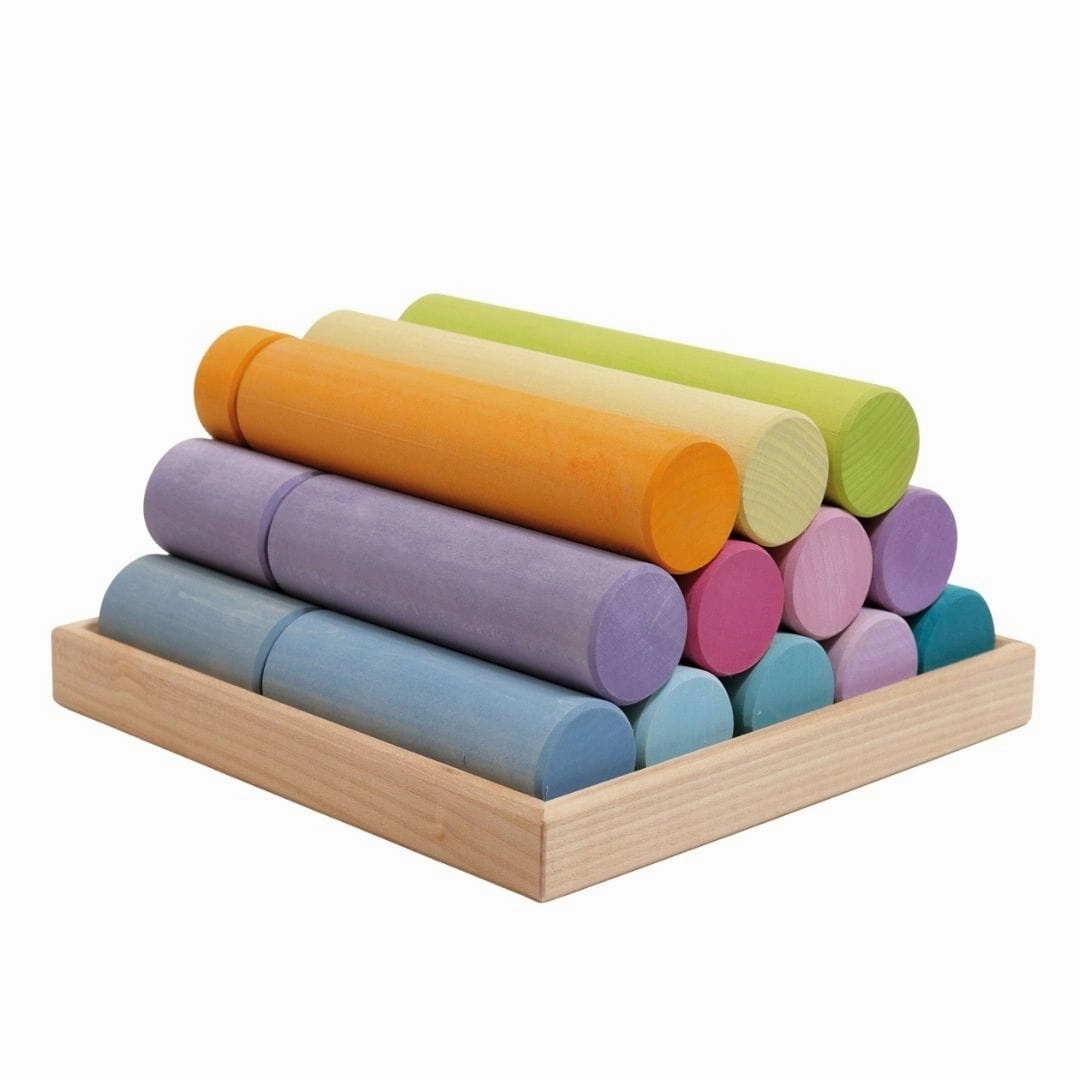 Large Wooden Building Rollers - Assorted Colors Play-based education