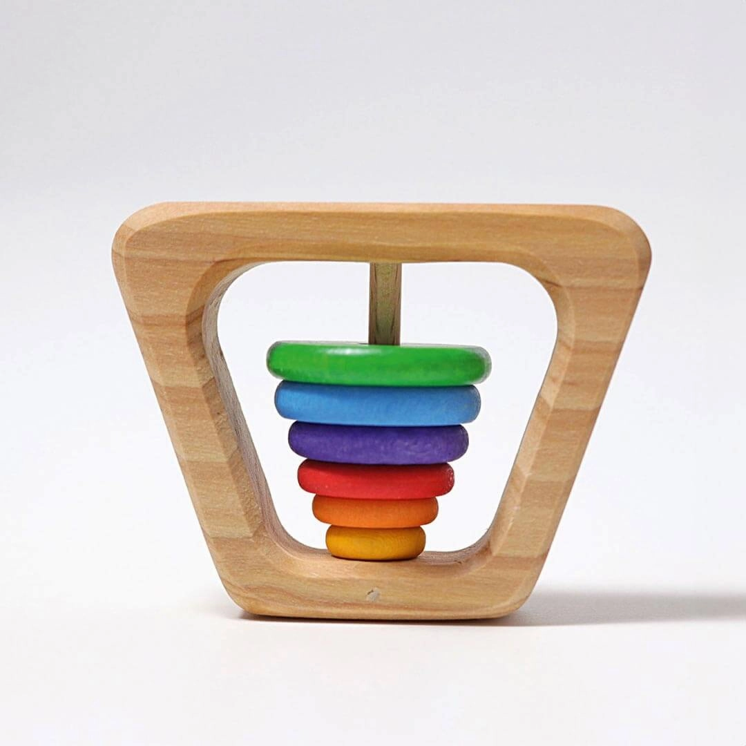 Wooden Rainbow Pyramid Rattle Little builders