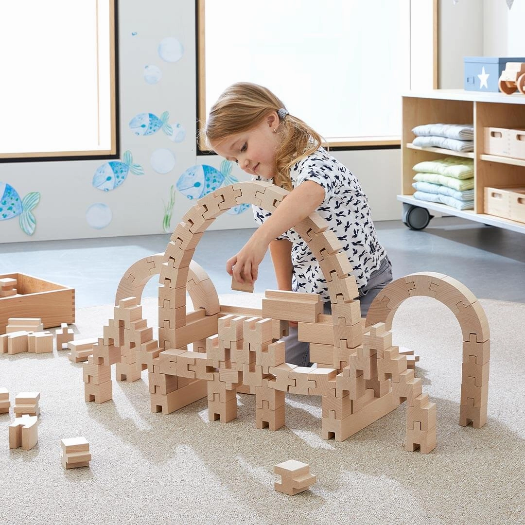 Interlocking Wooden Blocks Construction Set Moments of imagination Fun-based learning