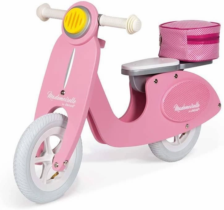 Little learners Janod - Mademoiselle Pink Wooden Retro Scooter Balance Bike