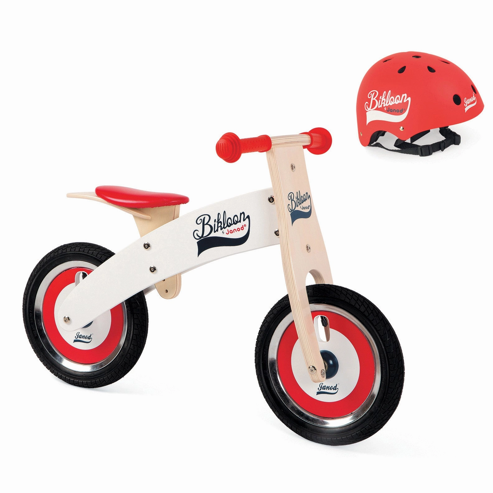 Quiet play for growing minds Busy kids Janod Bikloon Balance Bike Red White