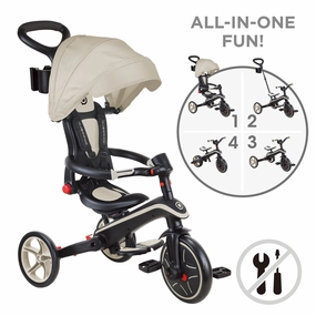 Educational fun Exploration made fun Globber Explorer Trike Foldable 4-In-1 - Taupe (10M - 5Y)