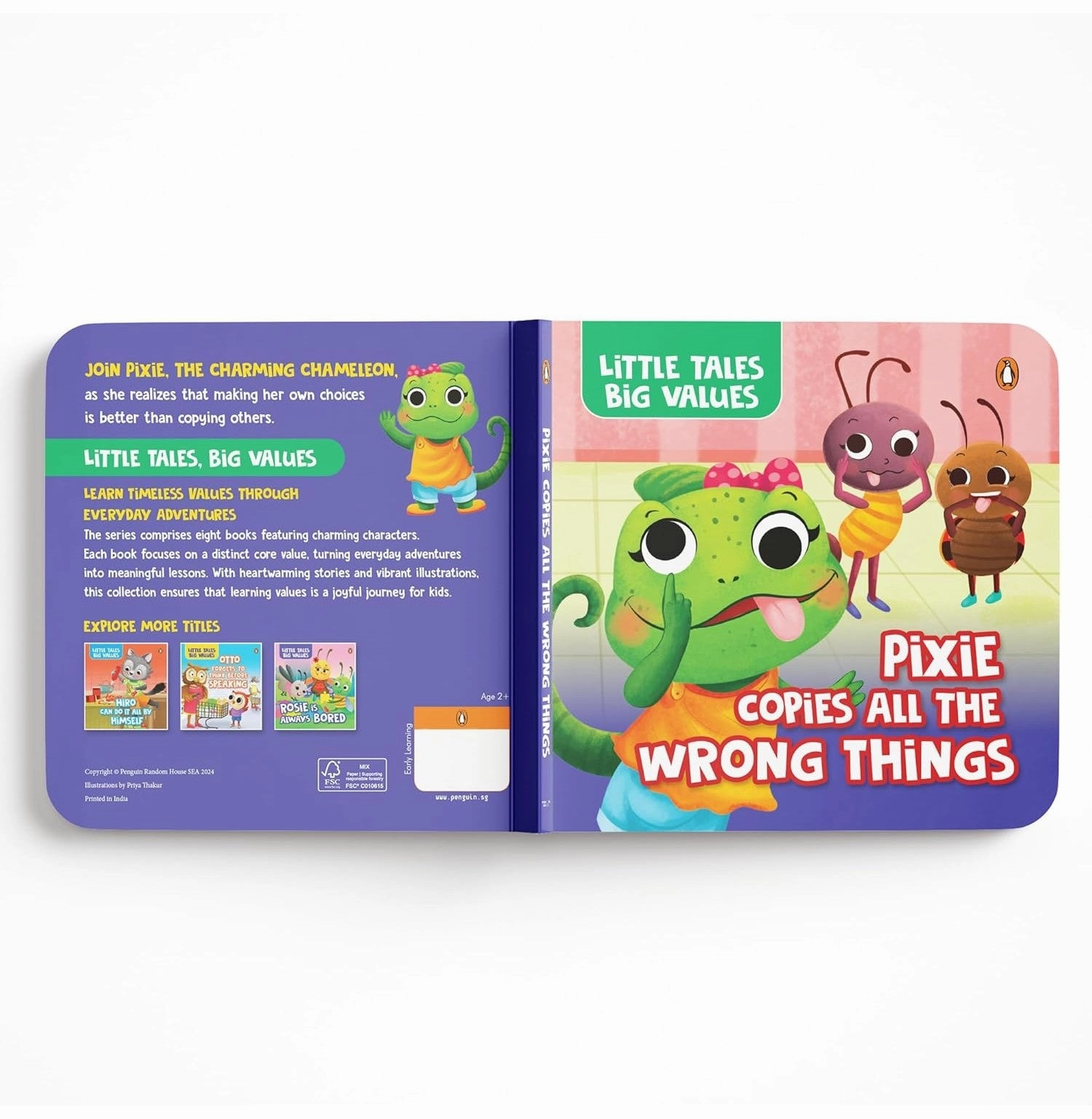 Busy kids Early discovery Little Tales Big Values: Pixie The Chameleon Copies All The Wrong Things