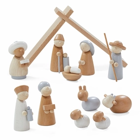 Natural Wood Nativity Set Young learners