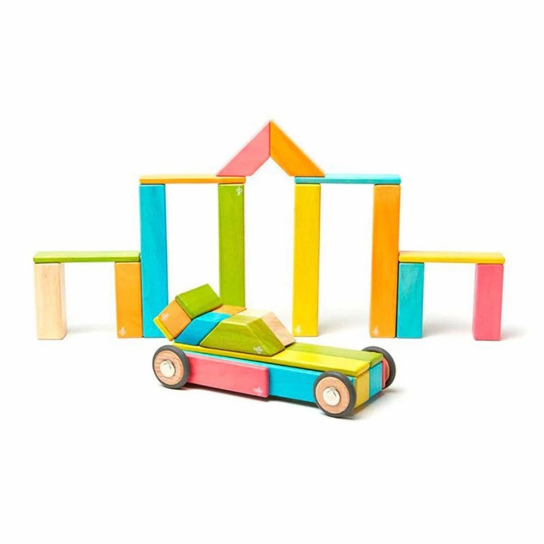 Magnetic Wooden Blocks - 42 Piece Set Tints Brain boosters Tools for tiny thinkers