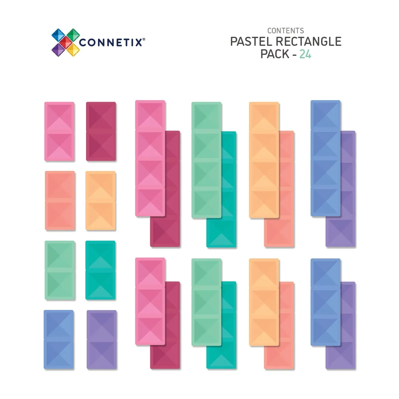 Playroom adventures begin here Connetix Pastel Rectangle Pack (24 Pc)