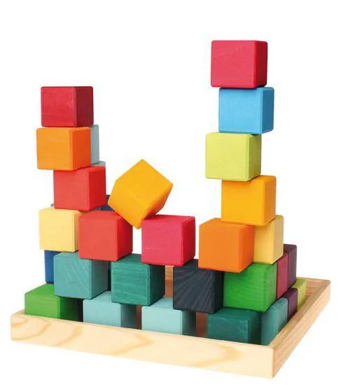 Growth tools Holistic Rainbow Wooden Cubes - 36 Blocks With Tray