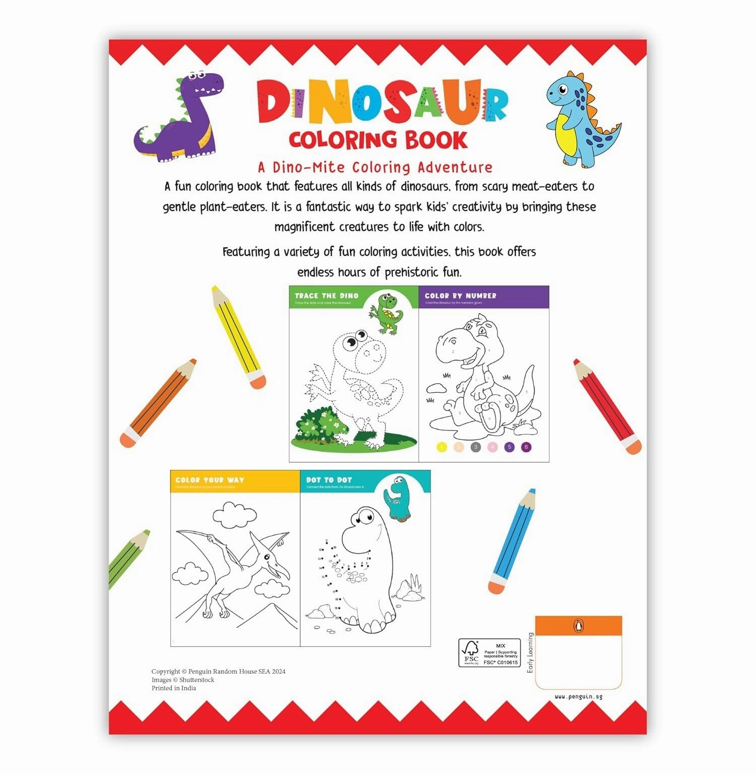 Kids Coloring Book: Dinosaur Parent-approved learning