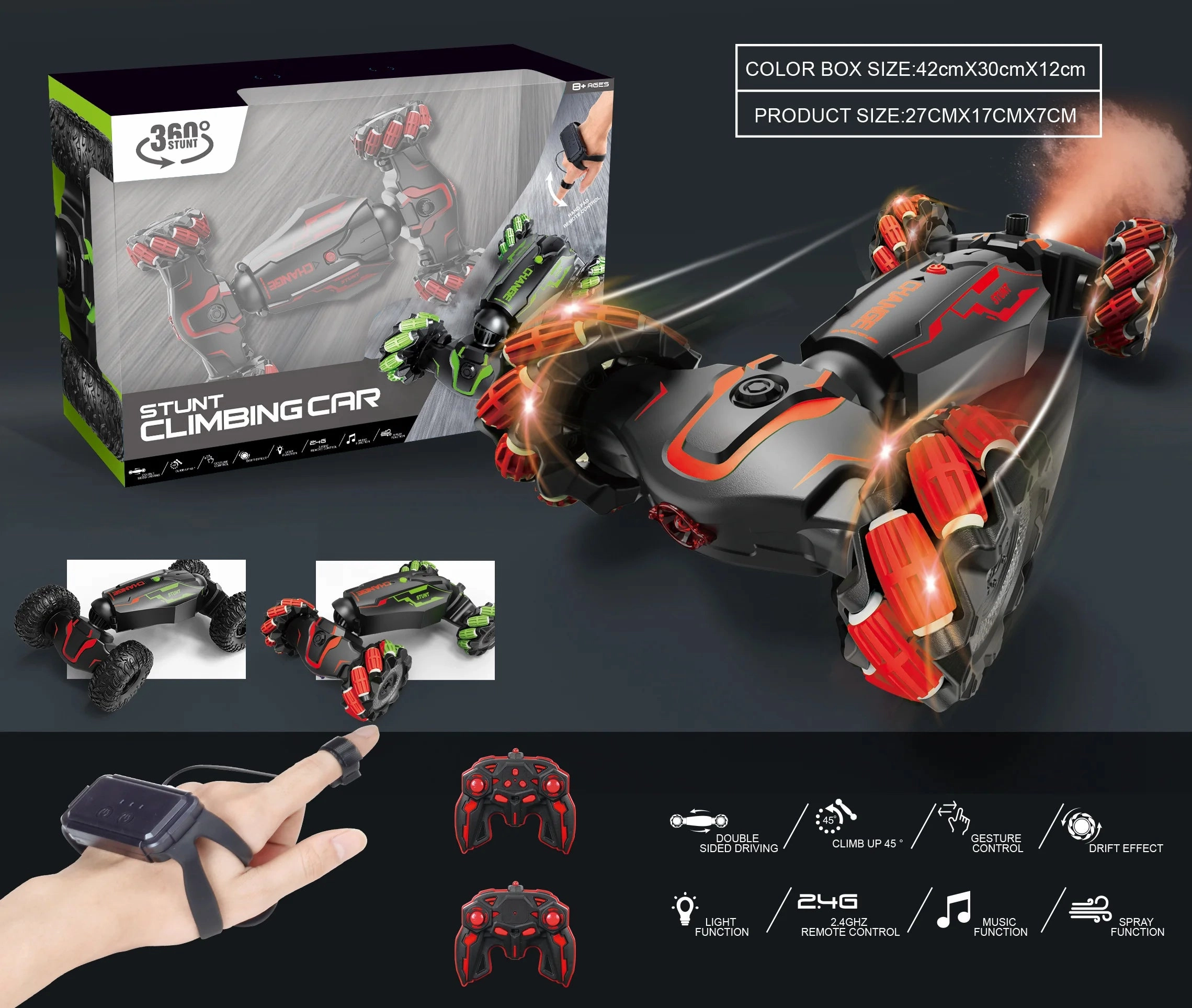 Rolling Drifting Rc Stunt Climbing Car With Lights - Assortment Smart kids gear Nurturing minds