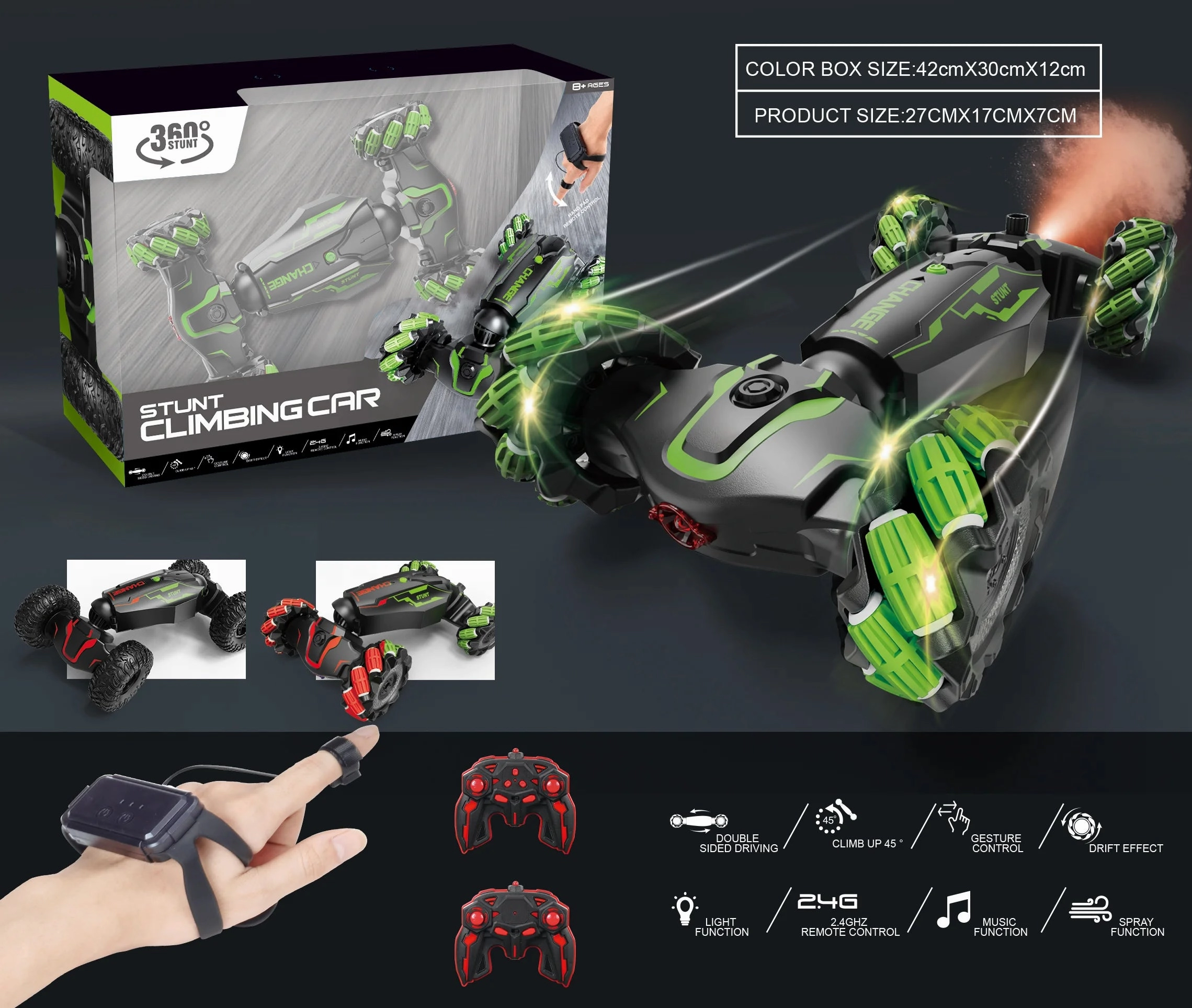 Parent-approved learning Playroom adventures begin here Rolling Drifting Rc Stunt Climbing Car With Lights - Assortment